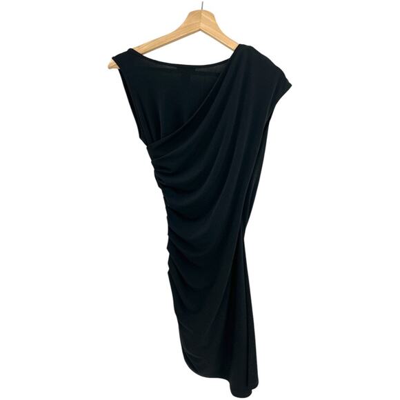 American VINTAGE Cache XS Black Asymmetrical Sheath Mini Dress Rhinestone Ruche - Picture 9 of 12